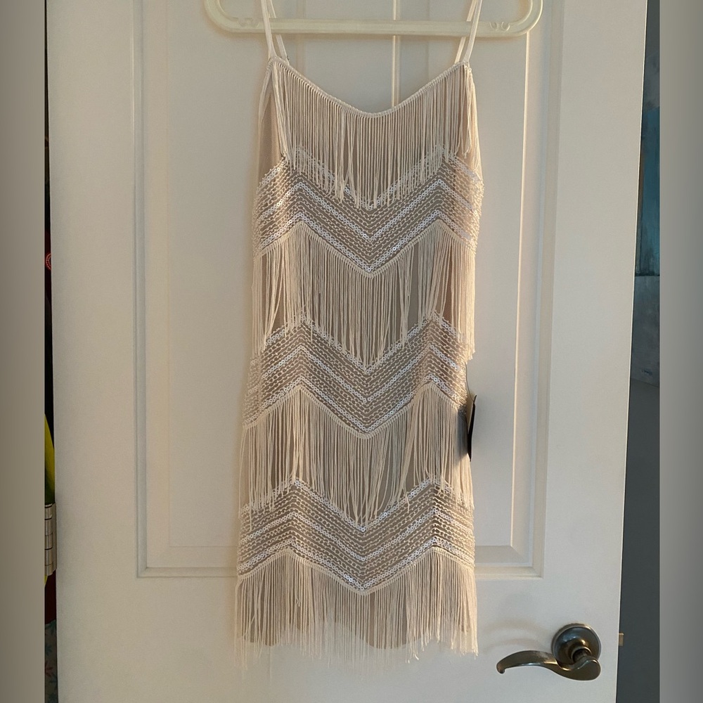 Lulu’s white fringe dress size L